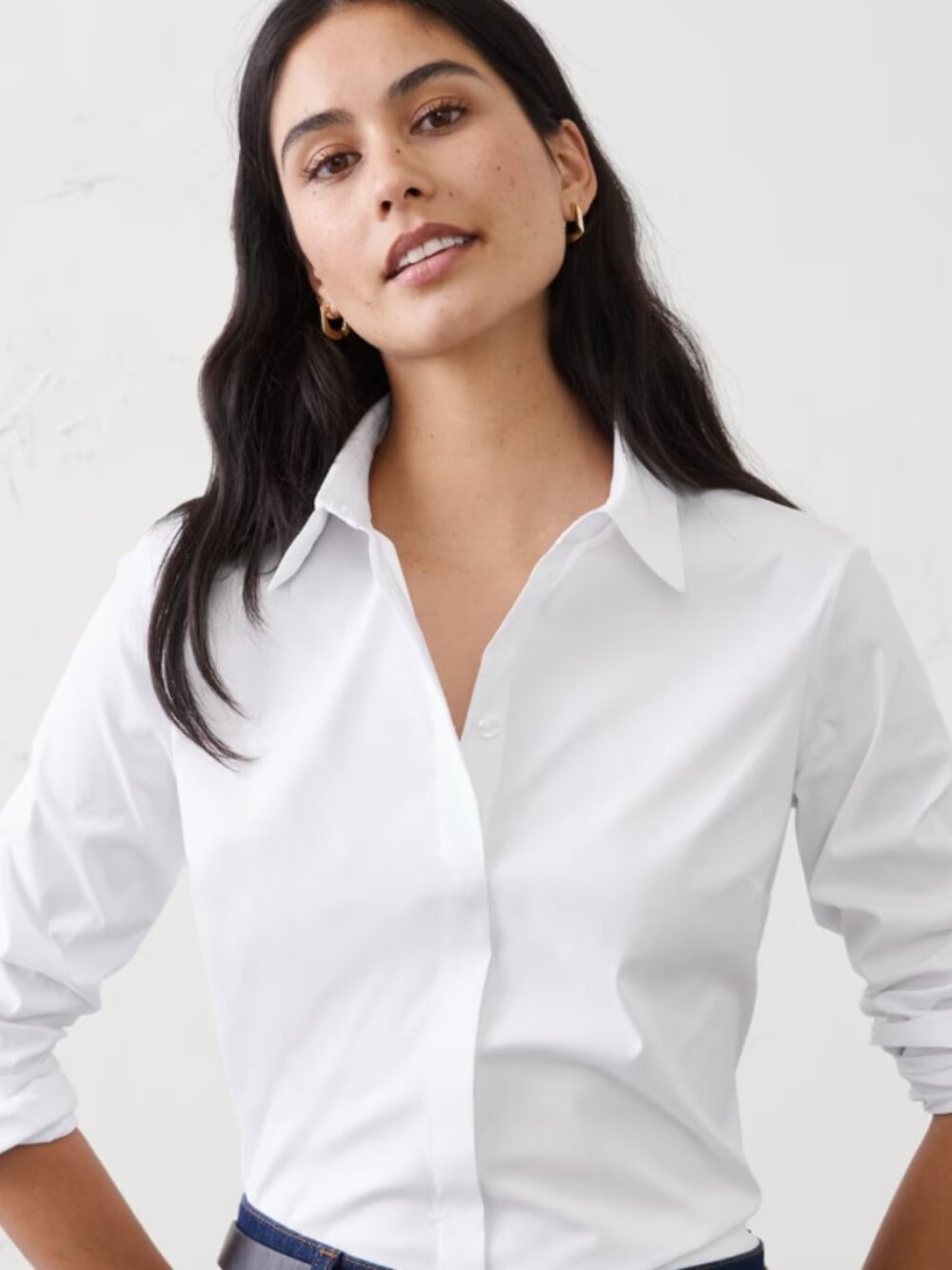 Calvin Klein White Women's Button-Down Shirt Size 12P - Runs small